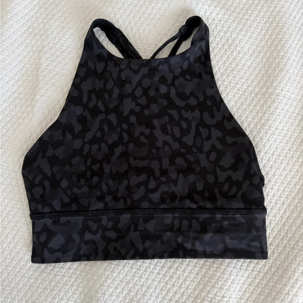 Black Leopard Print Sports Bra